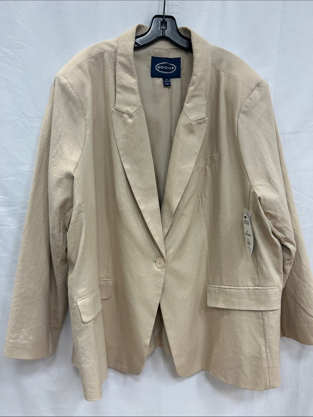 Scoop Women's and Women's Plus One Button Linen Blend Blazer, Size 4X. - Picture 6 of 10